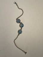 Miao Silver Plated Floral Roundel Bracelet Blue-Luma Vale