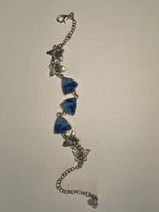 Miao Silver Plated Triangle Floral Link Bracelet Blue-Luma Vale