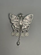 Miao Silver Plated Butterfly Coin Tassel Pendant Necklace Green-Luma Vale