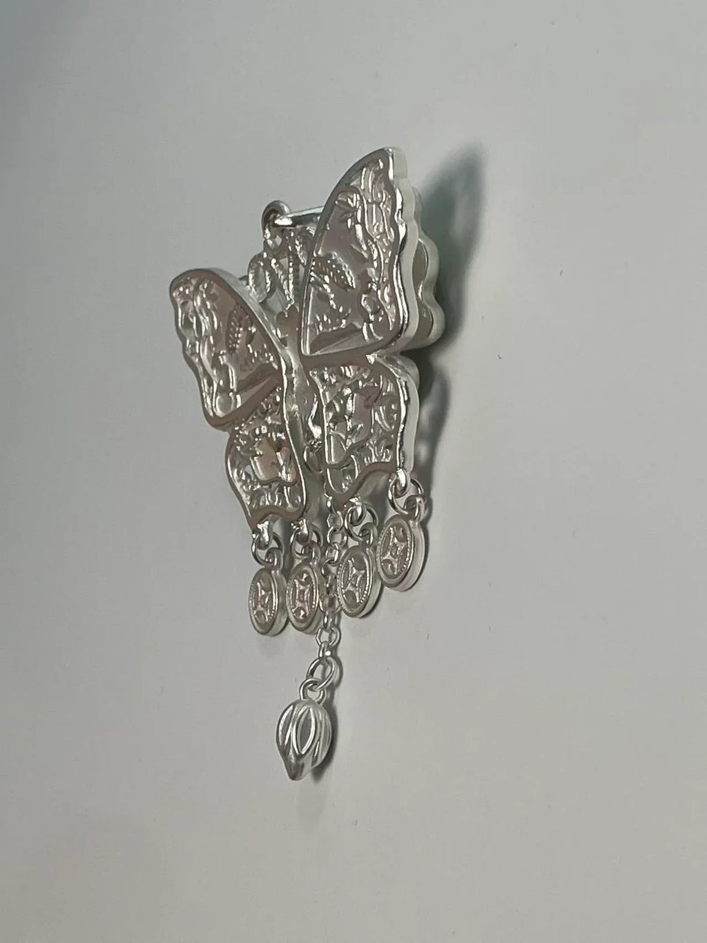 Miao Silver Plated Butterfly Coin Tassel Pendant Necklace Green-Luma Vale