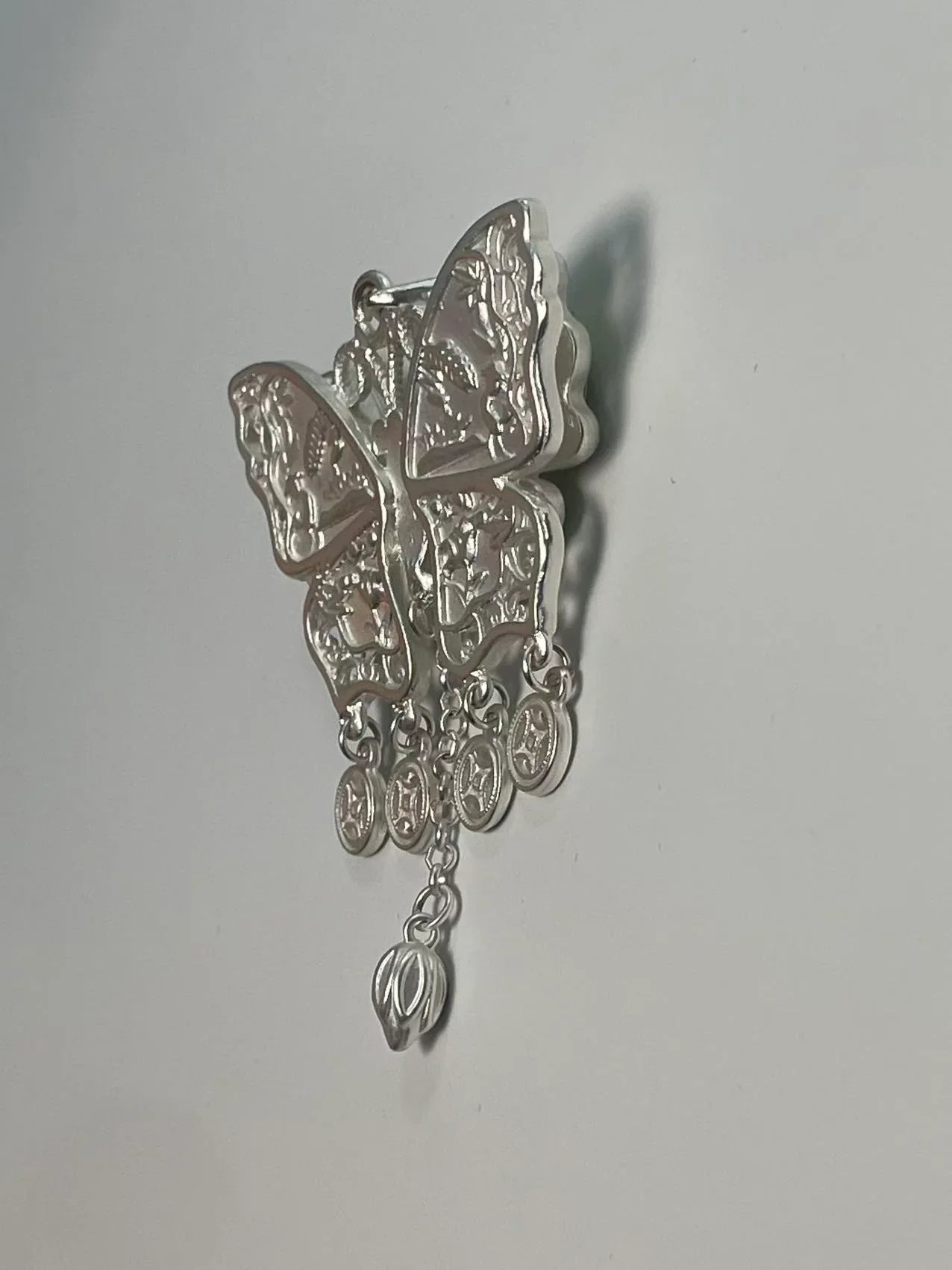 Miao Silver Plated Butterfly Coin Tassel Pendant Necklace Green-Luma Vale