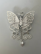 Miao Silver Plated Filigree Butterfly Pendant Necklace Blue-Luma Vale