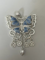 Miao Silver Plated Filigree Butterfly Pendant Necklace Blue-Luma Vale