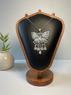 Miao Silver Plated Filigree Butterfly Pendant Necklace Blue-Luma Vale