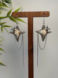Miao Silver Plated Star Flower Chain Drop Earrings Silver