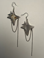 Miao Silver Plated Star Flower Chain Drop Earrings Silver