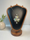 Miao Silver Plated Floral Heart Pendant Necklace Blue Green-Luma Vale