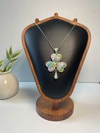 Miao Silver Plated Floral Heart Pendant Necklace Blue Green-Luma Vale