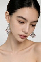 Miao Silver Plated Pastel Beaded Chandelier Earrings Pink Blue