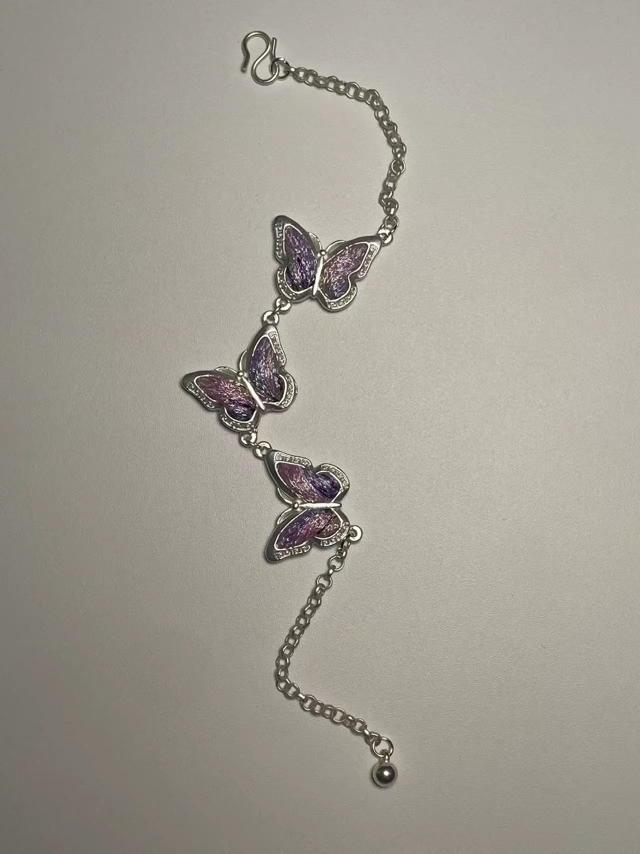 Miao Silver Plated Triple Butterfly Bracelet Purple-Luma Vale