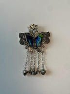 Miao Silver Plated Butterfly Tassel Pendant Necklace Multicolor-Luma Vale