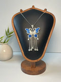 Miao Silver Plated Butterfly Bell Drop Pendant Necklace Blue-Luma Vale