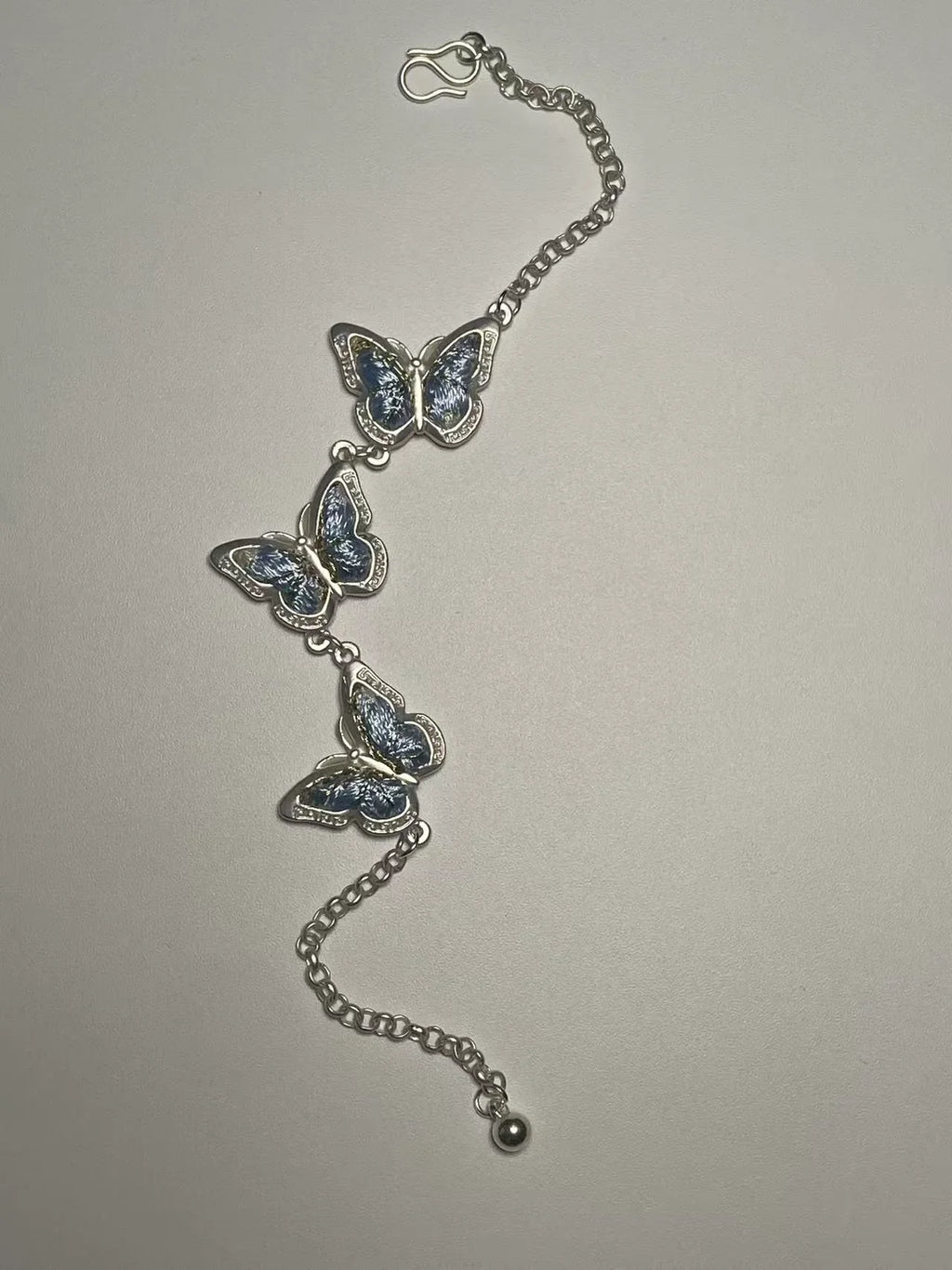 Miao Silver Plated Triple Butterfly Bracelet Blue-Luma Vale