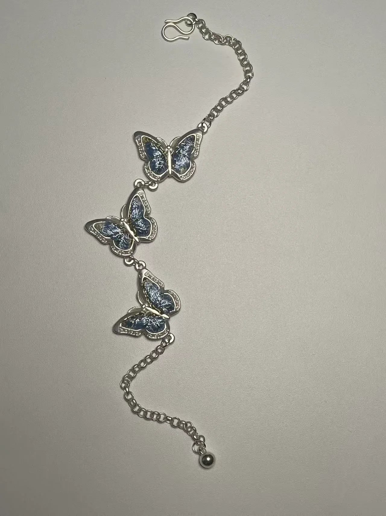 Miao Silver Plated Triple Butterfly Bracelet Blue-Luma Vale