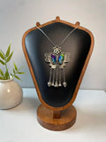 Miao Silver Plated Butterfly Tassel Pendant Necklace Multicolor-Luma Vale