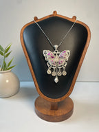 Miao Silver Plated Butterfly Coin Tassel Pendant Necklace Purple-Luma Vale