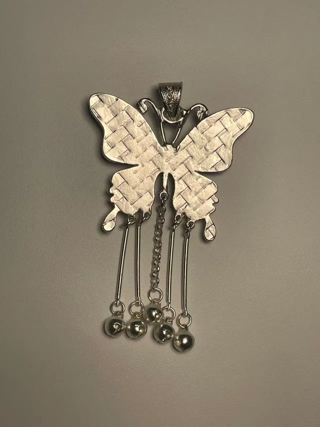 Miao Silver Plated Butterfly Bell Drop Pendant Necklace Blue-Luma Vale