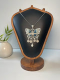 Miao Silver Plated Butterfly Tassel Pendant Necklace Blue-Luma Vale