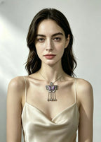Miao Silver Plated Butterfly Tassel Pendant Necklace Purple-Luma Vale