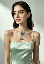 Miao Silver Plated Butterfly Tassel Pendant Necklace Multicolor-Luma Vale
