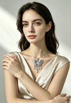 Miao Silver Plated Butterfly Pendant Necklace Blue-Luma Vale