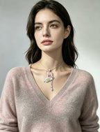 Miao Silver Plated Butterfly Charm Drop Pendant Necklace Pink-Luma Vale