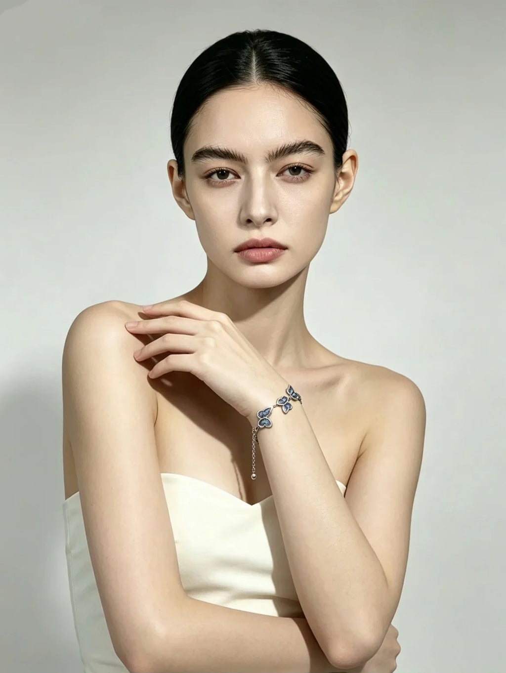 Miao Silver Plated Triple Butterfly Bracelet Blue-Luma Vale