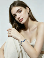 Miao Silver Plated Triangle Floral Link Bracelet Blue-Luma Vale