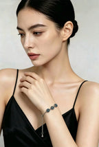 Miao Silver Plated Floral Roundel Bracelet Blue-Luma Vale