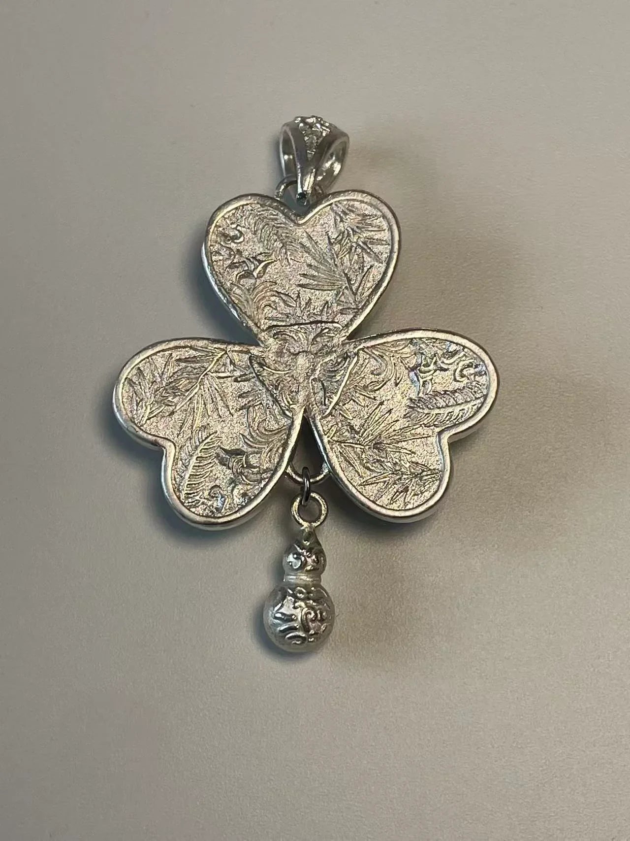 Miao Silver Plated Floral Heart Pendant Necklace Blue Green-Luma Vale