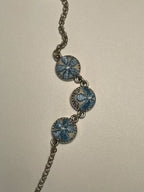 Miao Silver Plated Floral Roundel Bracelet Blue-Luma Vale