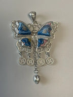 Miao Silver Plated Butterfly Pendant Necklace Blue-Luma Vale