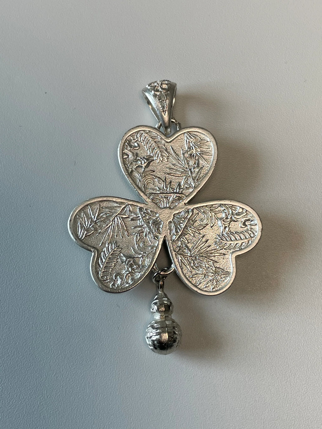 Miao Silver Plated Heart Clover Pendant Necklace Blue-Luma Vale