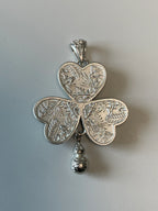 Miao Silver Plated Heart Clover Pendant Necklace Blue-Luma Vale