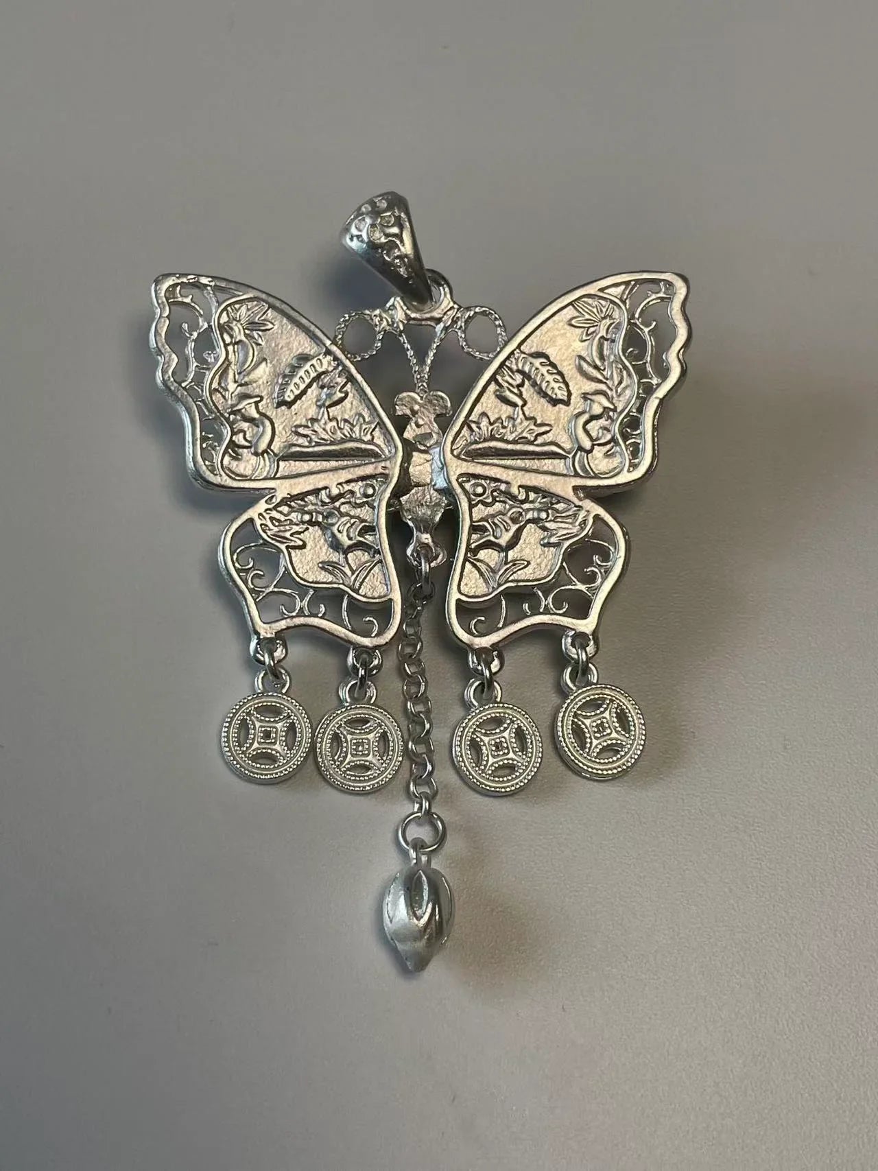 Miao Silver Plated Butterfly Pendant Necklace Blue-Luma Vale