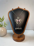 Miao Silver Plated Butterfly Tassel Pendant Necklace Pink