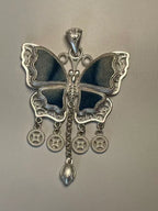 Miao Silver Plated Butterfly Tassel Pendant Necklace Blue-Luma Vale