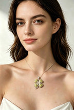 Miao Silver Plated Four Leaf Clover Pendant Necklace Green-Luma Vale