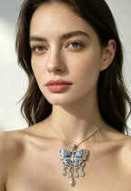 Miao Silver Plated Butterfly Pendant Necklace Blue-Luma Vale