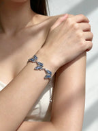 Miao Silver Plated Triple Butterfly Bracelet Blue-Luma Vale