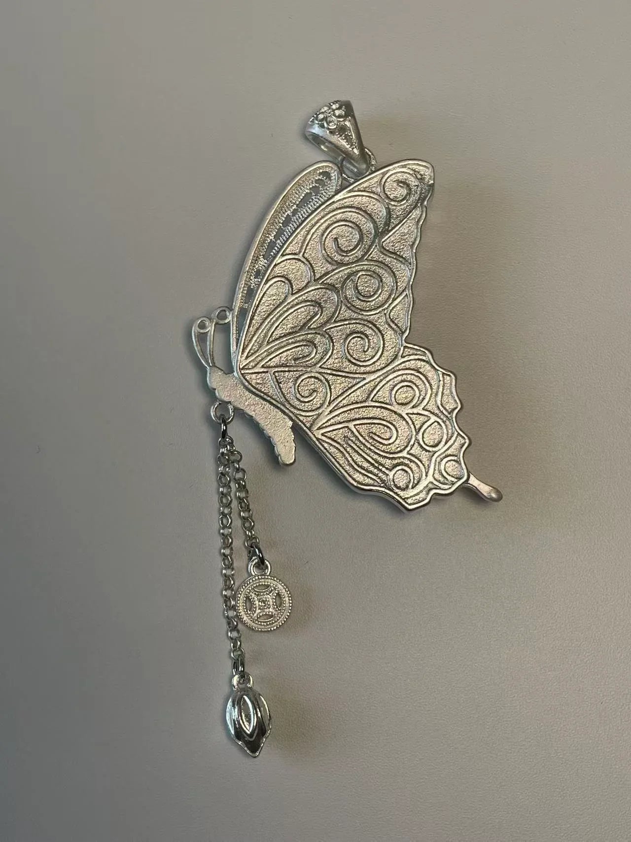 Miao Silver Plated Butterfly Charm Drop Pendant Necklace Pink-Luma Vale