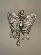 Miao Silver Plated Butterfly Tassel Pendant Necklace Blue-Luma Vale