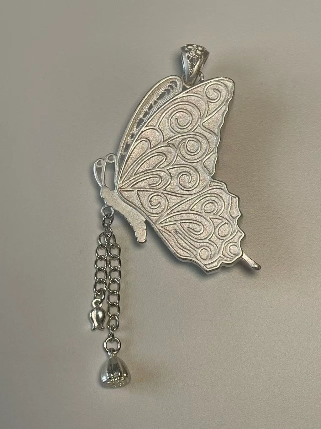 Miao Silver Plated Butterfly Chain Drop Pendant Necklace Pink
