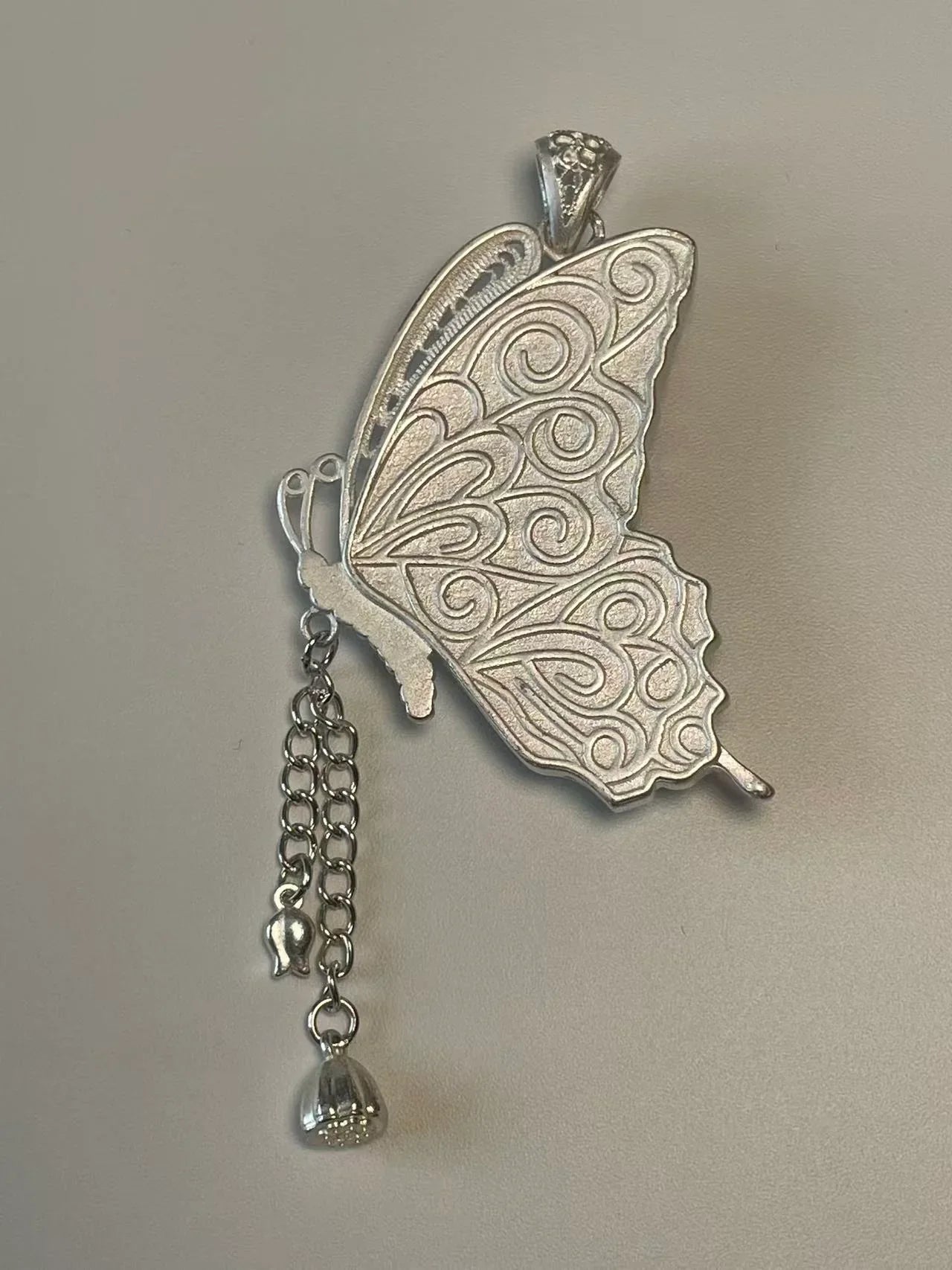 Miao Silver Plated Butterfly Chain Drop Pendant Necklace Pink