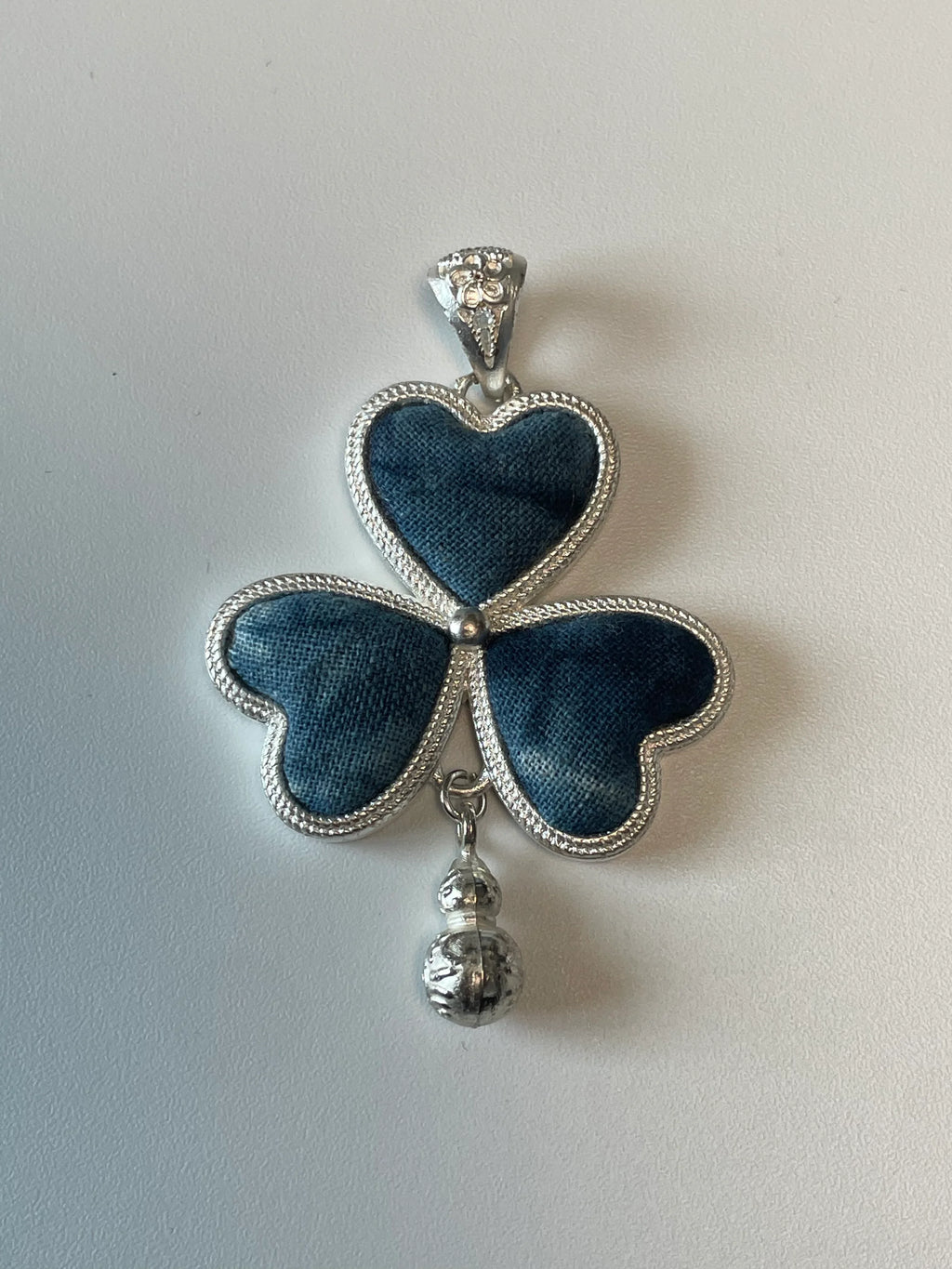 Miao Silver Plated Heart Clover Pendant Necklace Blue-Luma Vale