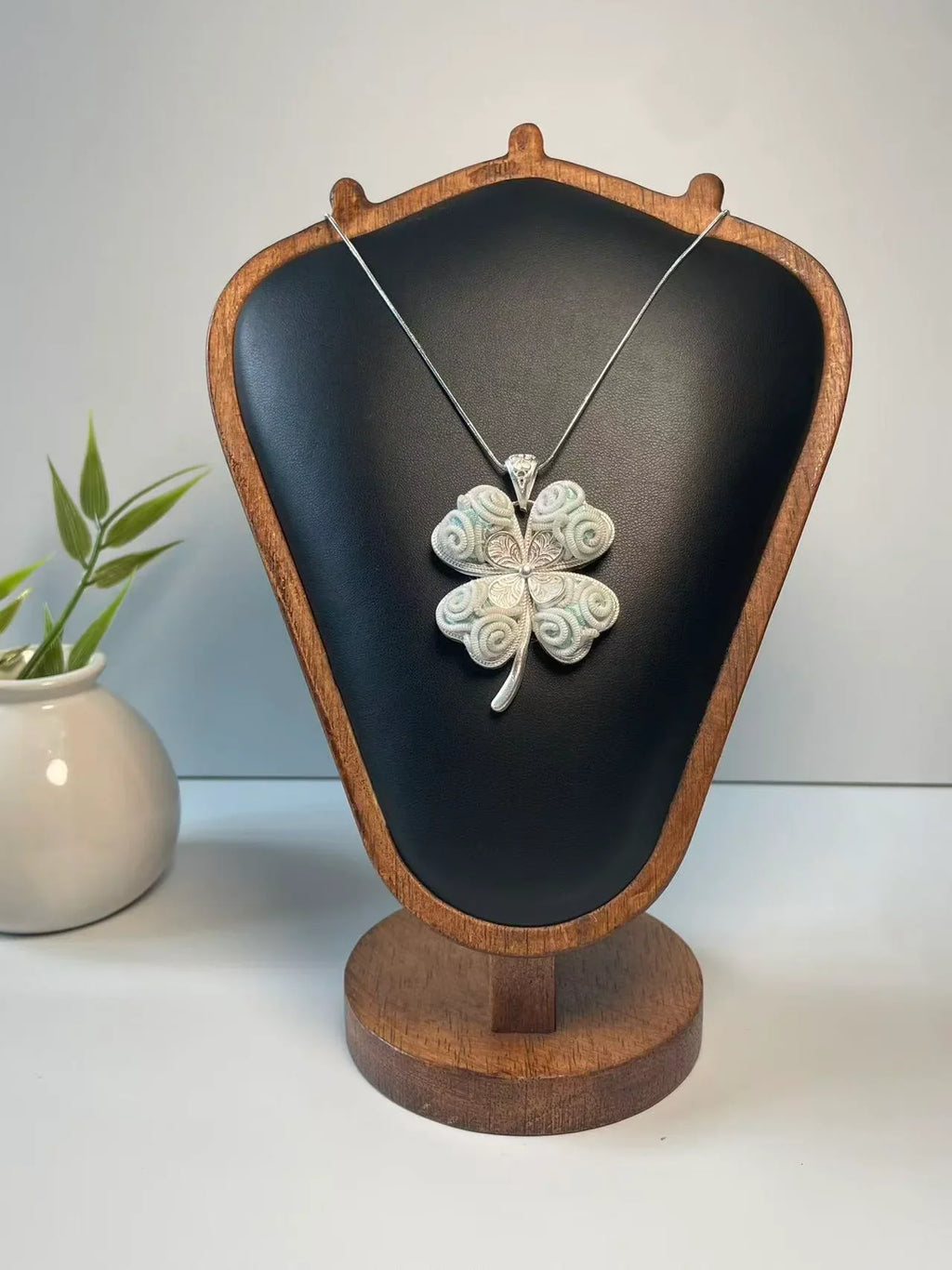 Miao Silver Plated Four Leaf Clover Pendant Necklace Mint-Luma Vale