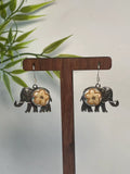 Miao Silver Plated Elephant Flower Drop Earrings Gold-Luma Vale