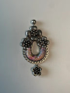 Miao Silver Plated Floral Open Teardrop Pendant Necklace Pink-Luma Vale