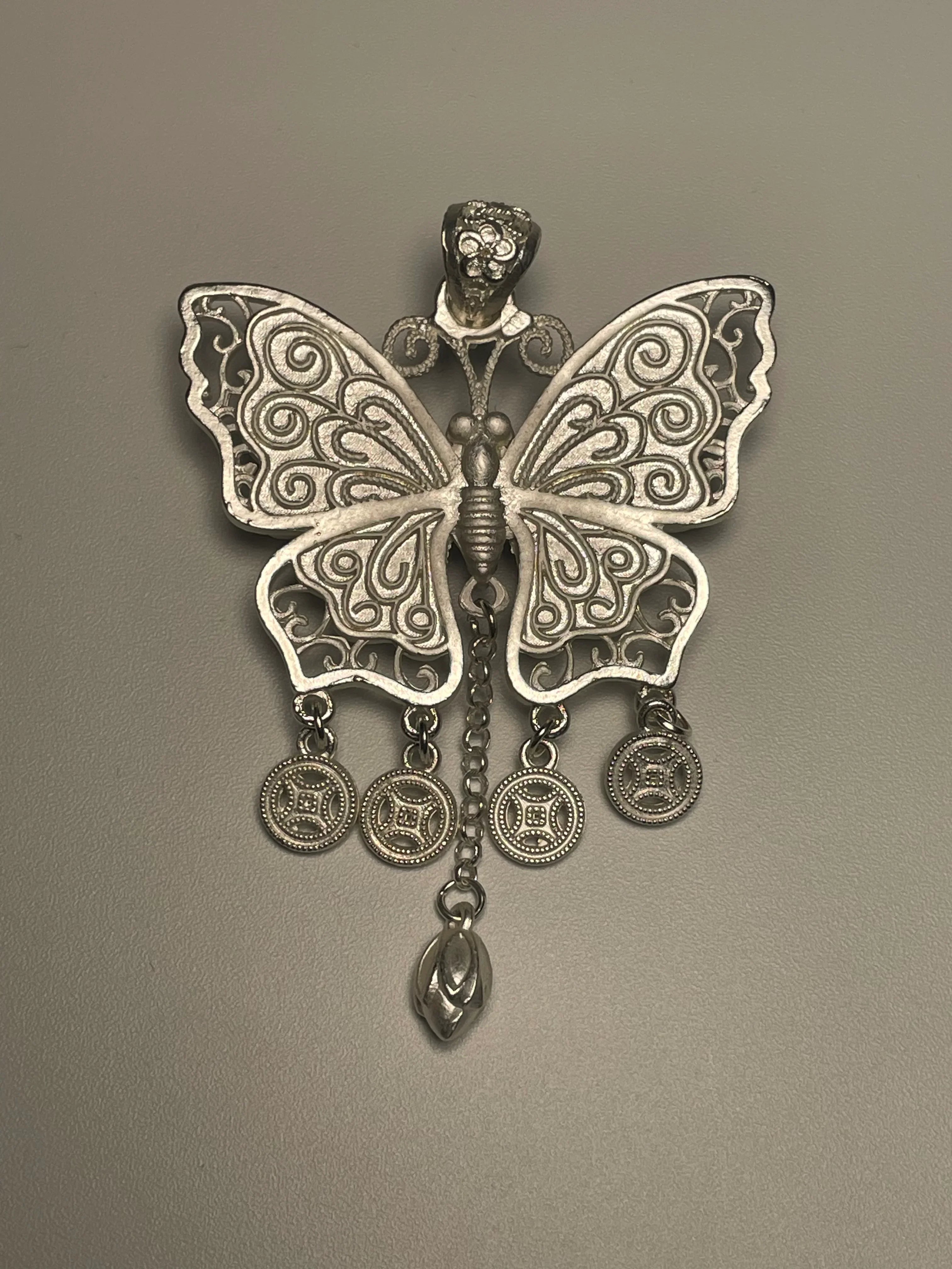 Miao Silver Plated Butterfly Pendant Necklace Purple-Luma Vale