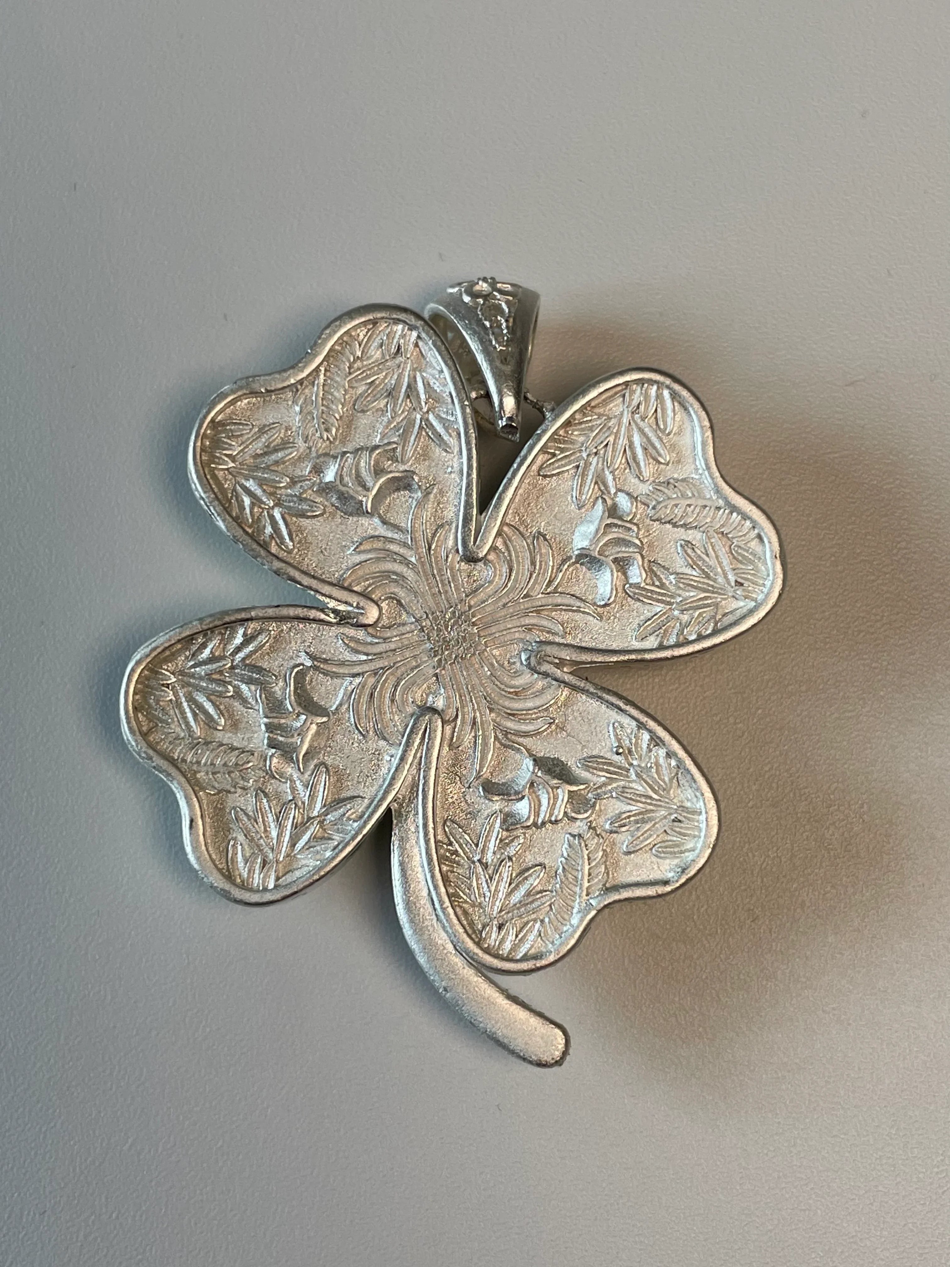 Miao Silver Plated Four Leaf Clover Pendant Necklace Green-Luma Vale